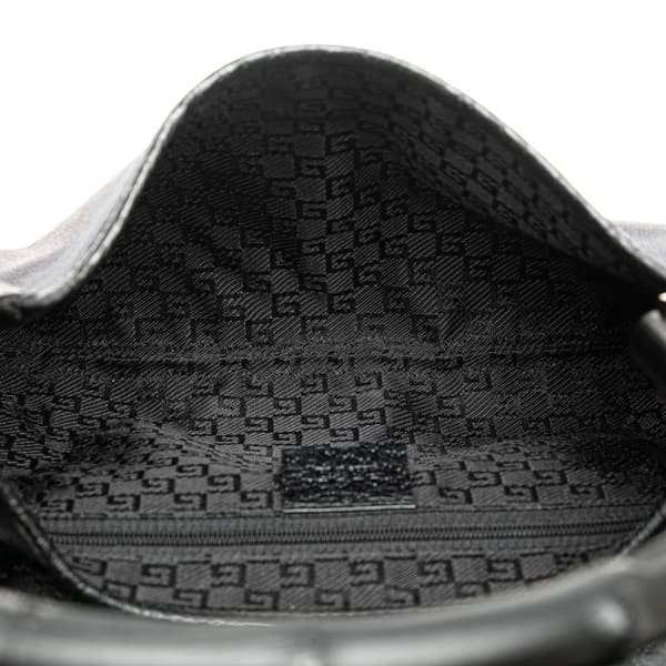 Pre-owned Gucci Canvas Bamboo Jackie Hobo Black