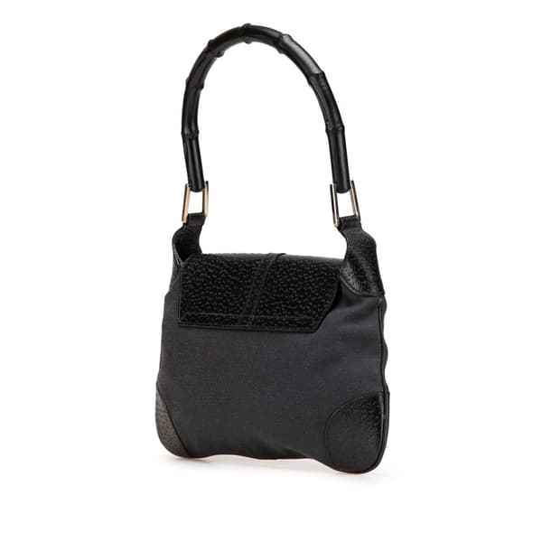 Pre-owned Gucci Canvas Bamboo Jackie Hobo Black
