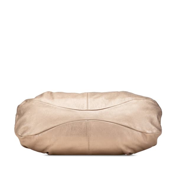 Pre-owned Ferragamo Metallic Leather Bow Hobo Gold