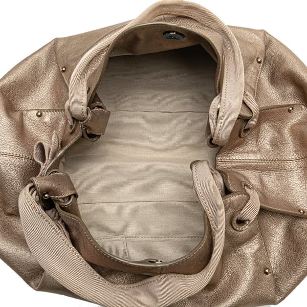 Pre-owned Ferragamo Metallic Leather Bow Hobo Gold