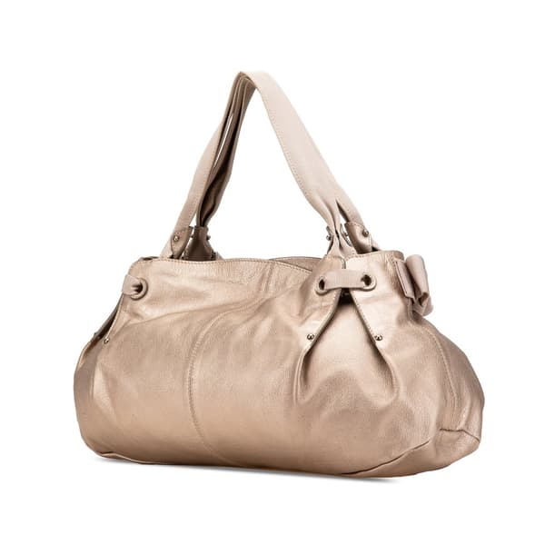Pre-owned Ferragamo Metallic Leather Bow Hobo Gold
