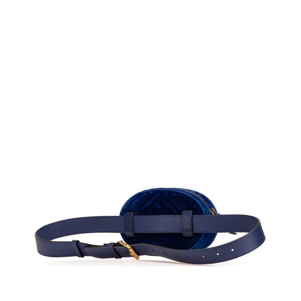 Pre-owned Gucci GG Marmont Velvet Matelasse Belt Bag Blue
