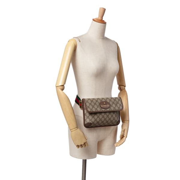 Pre-owned Gucci GG Supreme Web Neo Vintage Belt Bag Brown