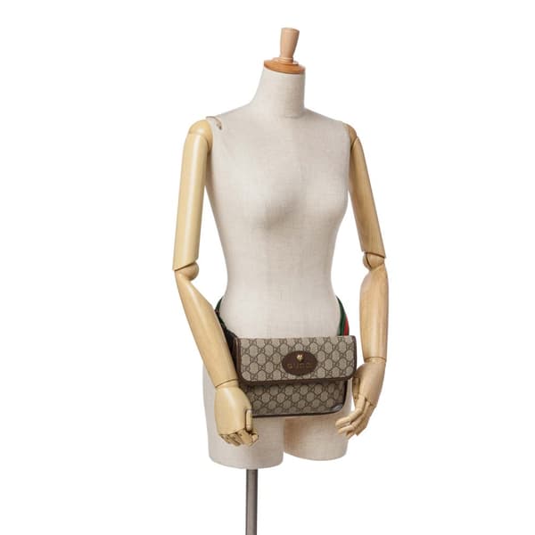 Pre-owned Gucci GG Supreme Web Neo Vintage Belt Bag Brown