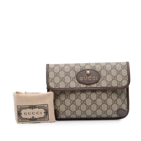 Pre-owned Gucci GG Supreme Web Neo Vintage Belt Bag Brown