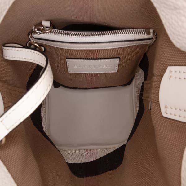 Pre-owned Burberry Mini Mega Check Canvas Ashby Tassel Bucket Bag Brown