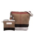 Miniatyrbild 10 av 10: Pre-owned Burberry Mini Mega Check Canvas Ashby Tassel Bucket Bag Brown