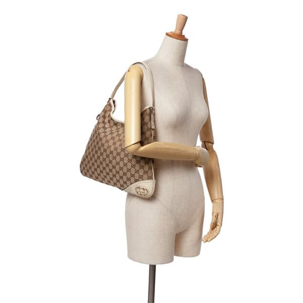 Pre-owned Gucci GG Canvas New Britt Hobo Brown