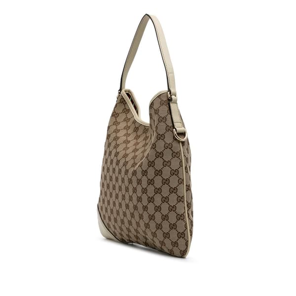 Pre-owned Gucci GG Canvas New Britt Hobo Brown
