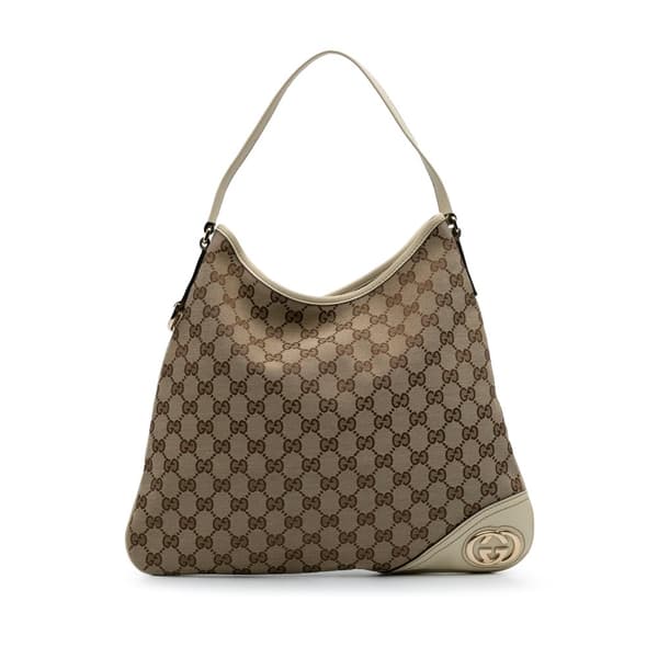 Pre-owned Gucci GG Canvas New Britt Hobo Brown