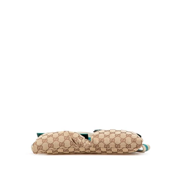 Pre-owned Gucci GG Canvas Web Double Pocket Belt Bag Brown