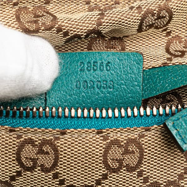Pre-owned Gucci GG Canvas Web Double Pocket Belt Bag Brown