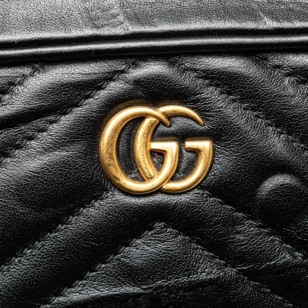 Pre-owned Gucci GG Marmont Square Matelasse Leather Belt Bag Black