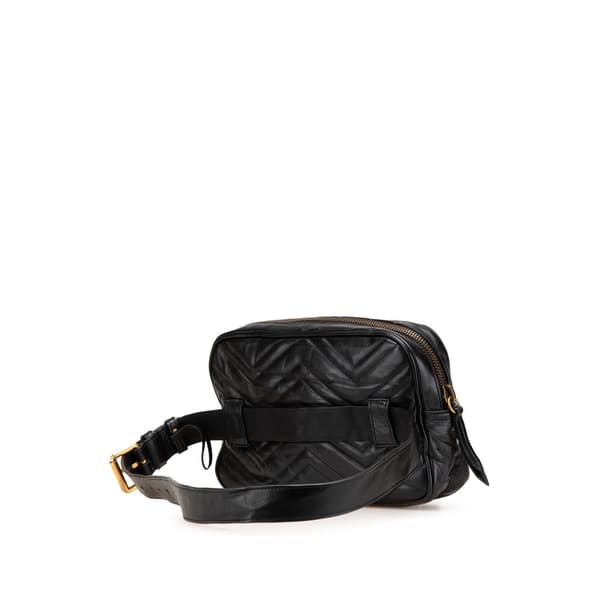 Pre-owned Gucci GG Marmont Square Matelasse Leather Belt Bag Black