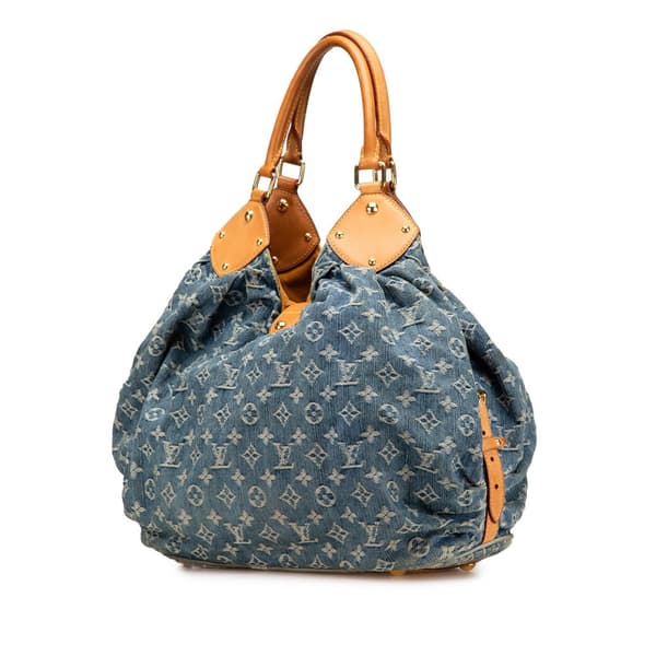 Pre-owned Louis Vuitton Monogram Denim Mahina XL Blue