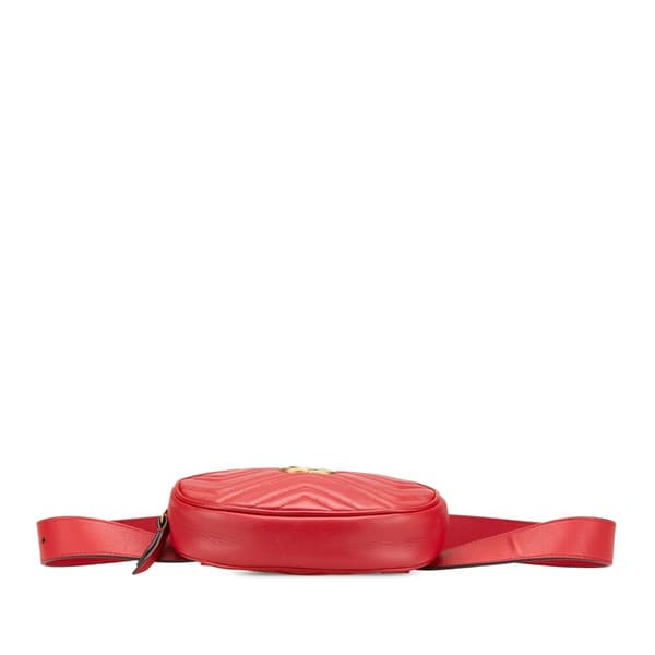 Pre-owned Gucci GG Marmont Matelasse Leather Belt Bag Red