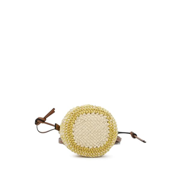 Pre-owned LOEWE Paulas Ibiza Anagram Raffia Pocket Bucket Bag Yellow