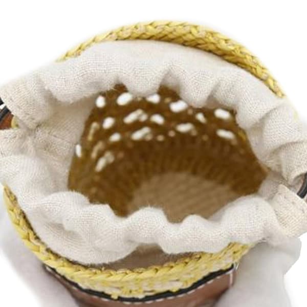 Pre-owned LOEWE Paulas Ibiza Anagram Raffia Pocket Bucket Bag Yellow