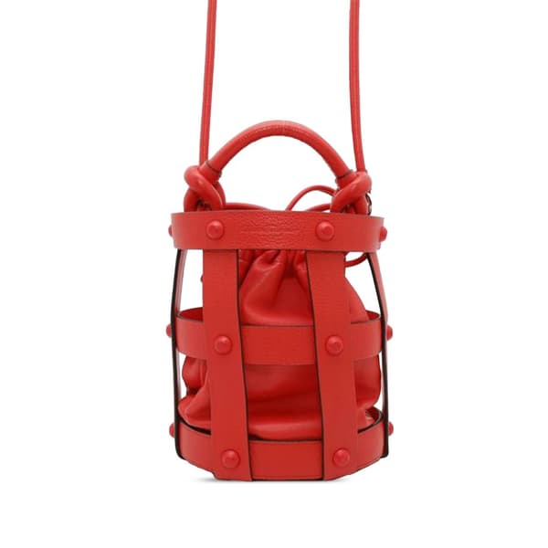 Pre-owned Ferragamo Leather Cage Bucket Bag Red