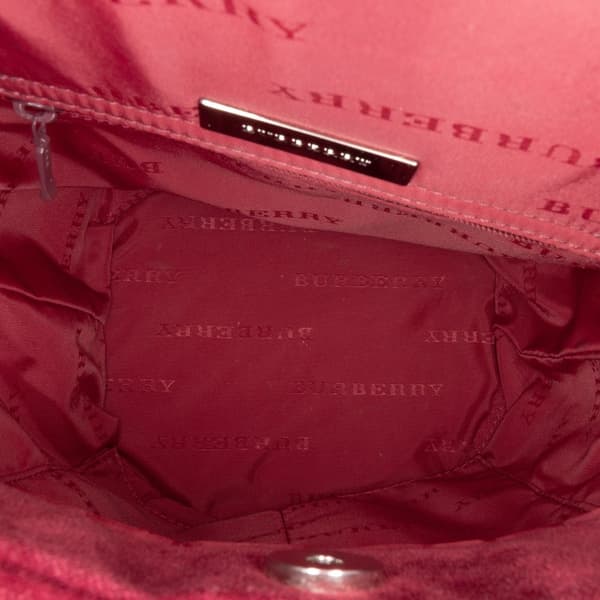 Pre-owned Burberry Velvet Trimmed House Check Canvas Bucket Bag Brown