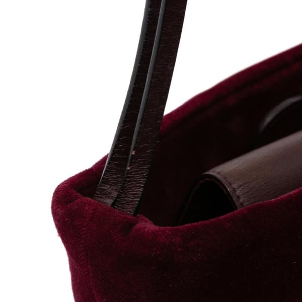 Pre-owned Burberry Velvet Trimmed House Check Canvas Bucket Bag Brown