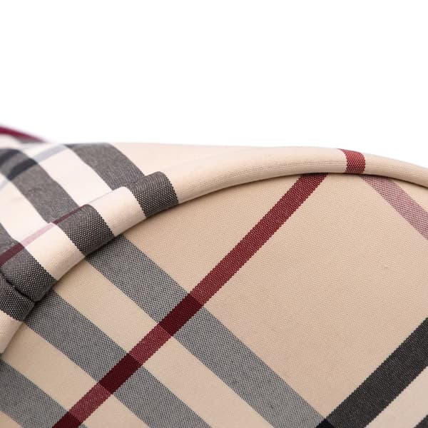 Pre-owned Burberry Velvet Trimmed House Check Canvas Bucket Bag Brown