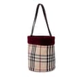 Miniatyrbillede 2 af 10: Pre-owned Burberry Velvet Trimmed House Check Canvas Bucket Bag Brown