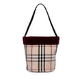 Miniatyrbillede 1 af 10: Pre-owned Burberry Velvet Trimmed House Check Canvas Bucket Bag Brown