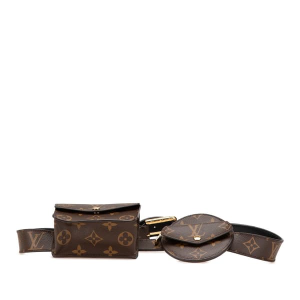 Pre-owned Louis Vuitton Monogram Daily Multi Pocket 30mm Belt Brown