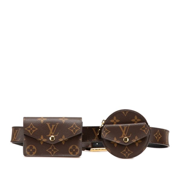 Pre-owned Louis Vuitton Monogram Daily Multi Pocket 30mm Belt Brown