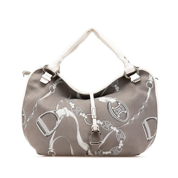Pre-owned Celine Macadam Canvas Bittersweet Hobo Gray