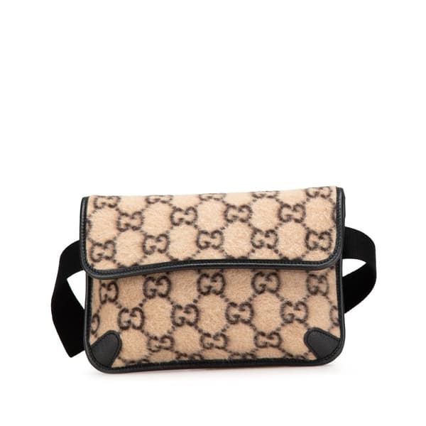 Pre-owned Gucci GG Wool Slim Belt Bag Brown