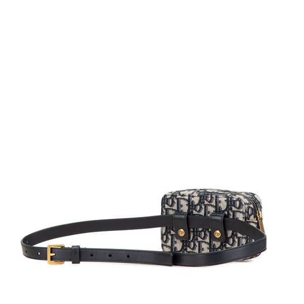 Pre-owned Dior Oblique Canvas Belt Pouch Blue