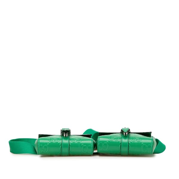 Pre-owned Gucci GG Embossed Perforated Double Belt Bag Green