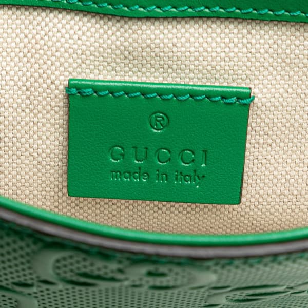 Pre-owned Gucci GG Embossed Perforated Double Belt Bag Green