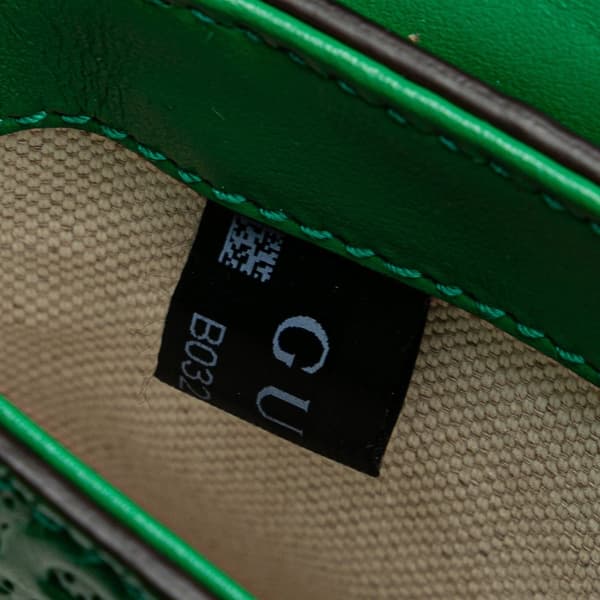 Pre-owned Gucci GG Embossed Perforated Double Belt Bag Green