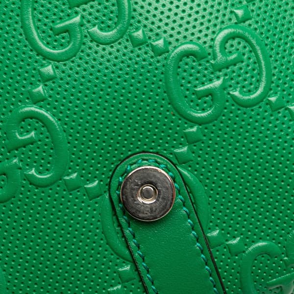 Pre-owned Gucci GG Embossed Perforated Double Belt Bag Green