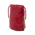 Miniatyrbillede 2 af 9: Pre-owned Gucci Small GG Marmont Matelasse Leather Bucket Bag Red