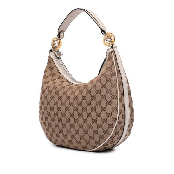 Pre-owned Gucci GG Canvas Twins Hobo Brown