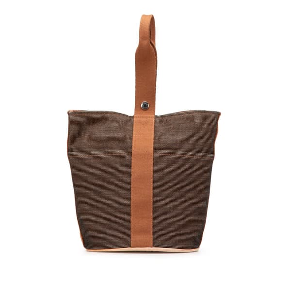 Pre-owned Hermès Toile Saxo MM Brown