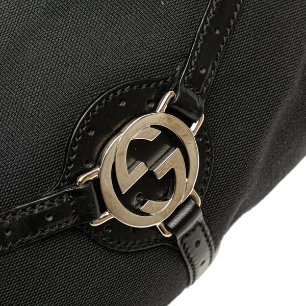 Pre-owned Gucci Canvas Reins Hobo Black