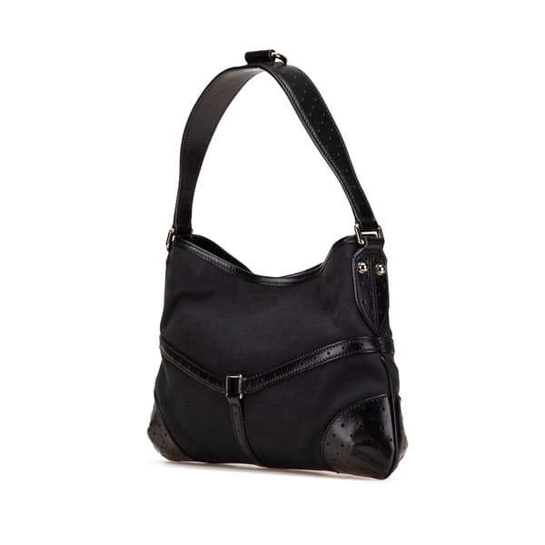 Pre-owned Gucci Canvas Reins Hobo Black