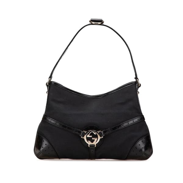 Pre-owned Gucci Canvas Reins Hobo Black