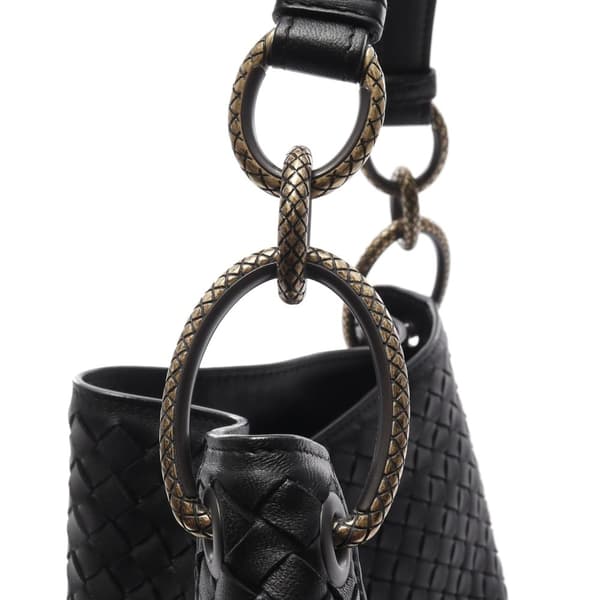 Pre-owned Bottega Veneta Small Nappa Intrecciato Loop Hobo Black