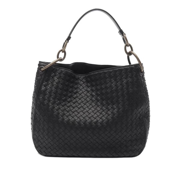 Pre-owned Bottega Veneta Small Nappa Intrecciato Loop Hobo Black