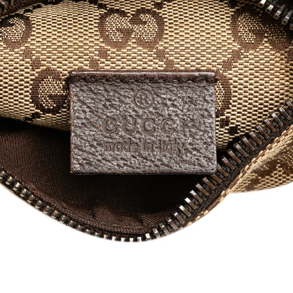 Pre-owned Gucci GG Canvas Web Double Pocket Belt Bag Brown