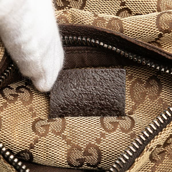 Pre-owned Gucci GG Canvas Web Double Pocket Belt Bag Brown