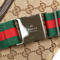 Miniatyrbillede 8 af 10: Pre-owned Gucci GG Canvas Web Double Pocket Belt Bag Brown