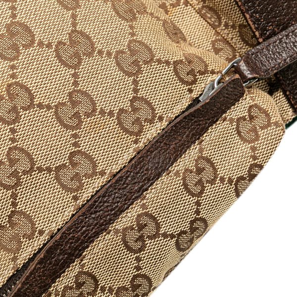 Pre-owned Gucci GG Canvas Web Double Pocket Belt Bag Brown