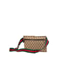 Miniatyrbillede 2 af 10: Pre-owned Gucci GG Canvas Web Double Pocket Belt Bag Brown